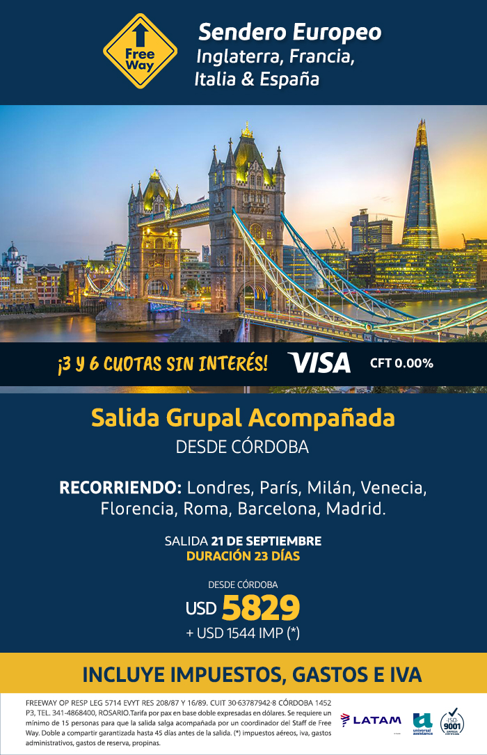 Sendero Europeo desde Bs As, el mejor servicio con la mejor financiacin!