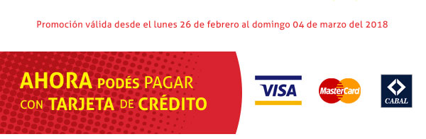 AHORA PODES PAGAR CON TARJETA DE CREDITO