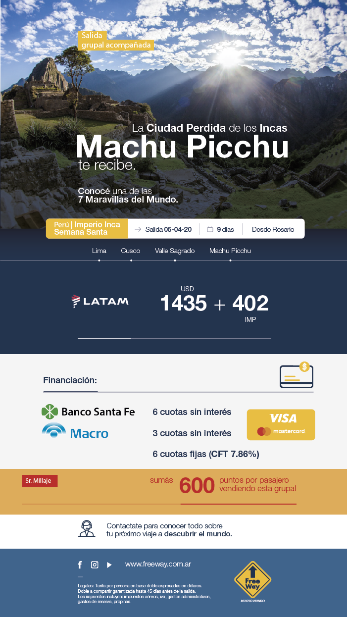 Perú en Semana Santa desde Rosario y en cuotas